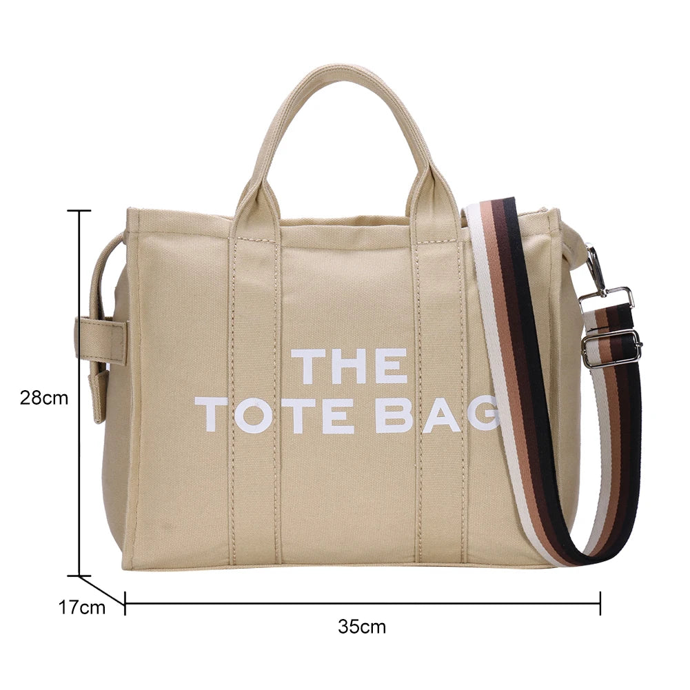 The Tote Bag Designer Fashion Handbag Adjustable Shoulder Strap Crossbody Bag Large Capacity Canvas Women's Bag Solid Purse 2024